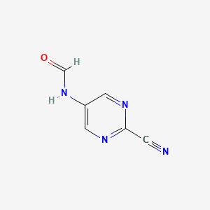 molecular formula C6H4N4O B13120335 N-(2-Cyanopyrimidin-5-yl)formamide 