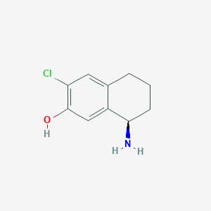 molecular formula C10H12ClNO B13120375 (R)-8-amino-3-chloro-5,6,7,8-tetrahydronaphthalen-2-ol hydrochloride 