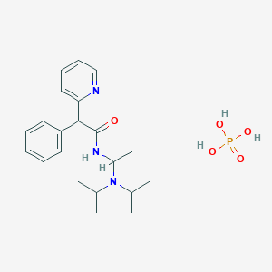 molecular formula C21H32N3O5P B13120585 alpha-Diisopropylaminoethyl-alpha-phenylpyridine-2-acet-amidephosphatesalt 
