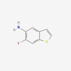 molecular formula C8H6FNS B13120587 6-Fluorobenzo[b]thiophen-5-amine 