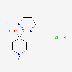 molecular formula C9H14ClN3O B13120619 4-(Pyrimidin-2-yl)piperidin-4-ol hydrochloride 