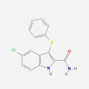 molecular formula C15H11ClN2OS B131207 5-Chloro-3-phenylthioindole-2-carboxamide CAS No. 148473-16-9