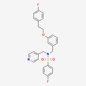 molecular formula C27H24F2N2O3S B13120781 4-Fluoro-N-(3-(4-fluorophenethoxy)benzyl)-N-(pyridin-4-ylmethyl)benzenesulfonamide 