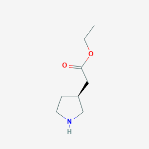 molecular formula C8H15NO2 B13121006 (S)-Ethyl 2-(pyrrolidin-3-YL)acetate 