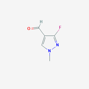 molecular formula C5H5FN2O B13121157 3-Fluoro-1-methyl-1H-pyrazole-4-carbaldehyde 