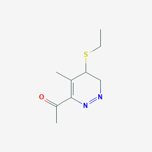 molecular formula C9H14N2OS B13121159 1-(5-(Ethylthio)-4-methyl-5,6-dihydropyridazin-3-yl)ethanone 