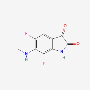 molecular formula C9H6F2N2O2 B13121193 5,7-Difluoro-6-(methylamino)indoline-2,3-dione 