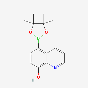 molecular formula C15H18BNO3 B13121283 5-(4,4,5,5-Tetramethyl-1,3,2-dioxaborolan-2-yl)quinolin-8-ol 