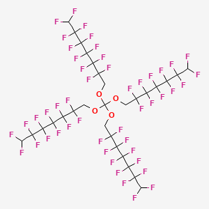 molecular formula C29H12F48O4 B13121358 1,1,2,2,3,3,4,4,5,5,6,6-Dodecafluoro-7-[tris(2,2,3,3,4,4,5,5,6,6,7,7-dodecafluoroheptoxy)methoxy]heptane CAS No. 866-92-2