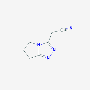 molecular formula C7H8N4 B13121399 6,7-dihydro-5H-pyrrolo[2,1-c][1,2,4]triazol-3-ylacetonitrile 
