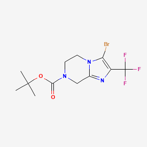 molecular formula C12H15BrF3N3O2 B13121434 tert-Butyl 3-broMo-2-(trifluoromethyl)-5,6-dihydroimidazo[1,2-a]pyrazine-7(8H)-carboxylate 