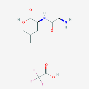 molecular formula C11H19F3N2O5 B13121465 (2S)-2-[[(2R)-2-aminopropanoyl]amino]-4-methylpentanoic acid;2,2,2-trifluoroacetic acid 