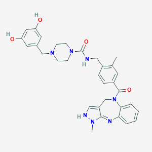 4-(3,5-dihydroxy-benzyl)-piperazine-1-carboxylic acid 2-methyl-4-(3-methyl-4,10-dihydro-3H-2,3,4,9-tetraaza-benzo[f]azulene-9-carbonyl)-benzylamide