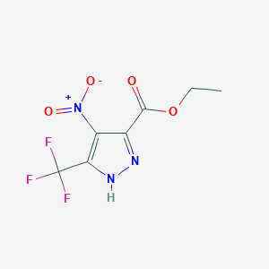 molecular formula C7H6F3N3O4 B13121802 ethyl 4-nitro-5-(trifluoromethyl)-1H-pyrazole-3-carboxylate 