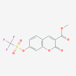 molecular formula C12H7F3O7S B13121872 Methyl 2-oxo-7-(((trifluoromethyl)sulfonyl)oxy)-2H-chromene-3-carboxylate 