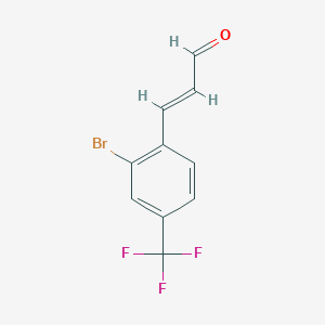 molecular formula C10H6BrF3O B13121934 3-(2-Bromo-4-(trifluoromethyl)phenyl)acrylaldehyde 