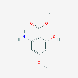 molecular formula C10H13NO4 B13122051 Ethyl2-amino-6-hydroxy-4-methoxybenzoate 