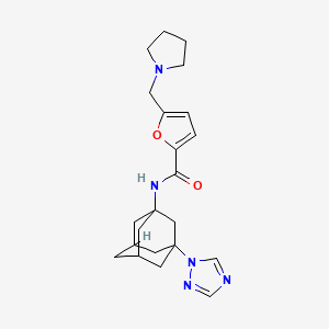 molecular formula C22H29N5O2 B13122818 N-(3-(1H-1,2,4-Triazol-1-yl)adamantan-1-yl)-5-(pyrrolidin-1-ylmethyl)furan-2-carboxamide 