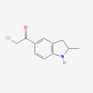 molecular formula C11H12ClNO B13122825 2-Chloro-1-(2-methylindolin-5-yl)ethanone 