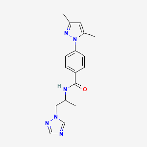 molecular formula C17H20N6O B13122862 N-(1-(1H-1,2,4-Triazol-1-yl)propan-2-yl)-4-(3,5-dimethyl-1H-pyrazol-1-yl)benzamide 