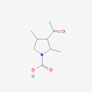 molecular formula C9H15NO3 B13122928 3-Acetyl-2,4-dimethylpyrrolidine-1-carboxylic acid CAS No. 858273-50-4