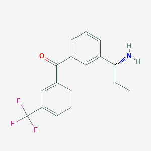 molecular formula C17H16F3NO B13122950 (R)-(3-(1-aminopropyl)phenyl)(3-(trifluoromethyl)phenyl)methanone hydrochloride 