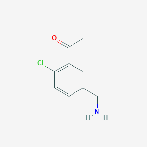 molecular formula C9H10ClNO B13123051 1-(5-(Aminomethyl)-2-chlorophenyl)ethanone 