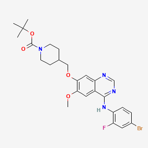 B1312349 tert-Butyl 4-(((4-((4-bromo-2-fluorophenyl)amino)-6-methoxyquinazolin-7-yl)oxy)methyl)piperidine-1-carboxylate CAS No. 338992-20-4