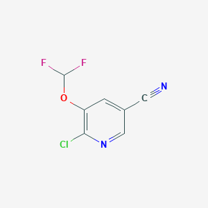 molecular formula C7H3ClF2N2O B13123572 6-Chloro-5-(difluoromethoxy)nicotinonitrile 