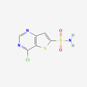 molecular formula C6H4ClN3O2S2 B13123678 4-Chlorothieno[3,2-d]pyrimidine-6-sulfonamide 