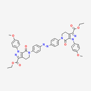 molecular formula C44H40N8O8 B13124038 Ethyl 6-[4-[[4-[3-ethoxycarbonyl-1-(4-methoxyphenyl)-7-oxo-4,5-dihydropyrazolo[3,4-c]pyridin-6-yl]phenyl]diazenyl]phenyl]-1-(4-methoxyphenyl)-7-oxo-4,5-dihydropyrazolo[3,4-c]pyridine-3-carboxylate 