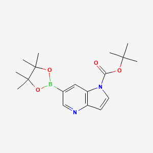 molecular formula C18H25BN2O4 B13124117 tert-butyl 6-(4,4,5,5-tetramethyl-1,3,2-dioxaborolan-2-yl)-1H-pyrrolo[3,2-b]pyridine-1-carboxylate 
