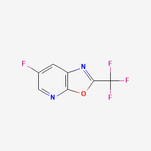 molecular formula C7H2F4N2O B13124317 6-Fluoro-2-(trifluoromethyl)oxazolo[5,4-b]pyridine 