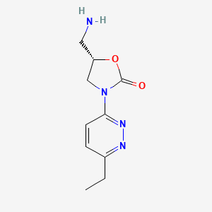 molecular formula C10H14N4O2 B13124320 (S)-5-(Aminomethyl)-3-(6-ethylpyridazin-3-yl)oxazolidin-2-one 