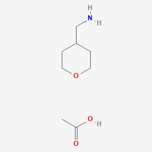 molecular formula C8H17NO3 B13124407 Acetic acid;oxan-4-ylmethanamine 