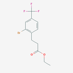 molecular formula C12H12BrF3O2 B13124705 Ethyl 3-[2-bromo-4-(trifluoromethyl)phenyl]propanoate 