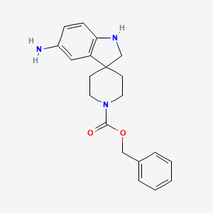 molecular formula C20H23N3O2 B13125085 Benzyl5-aminospiro[indoline-3,4'-piperidine]-1'-carboxylate 