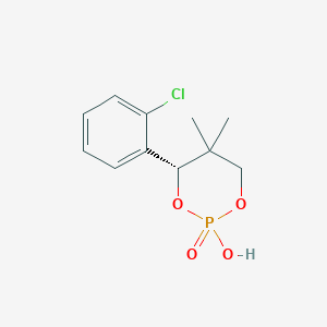 molecular formula C11H14ClO4P B1312652 (S)-(-)-4-(2-Chlorophenyl)-2-hydroxy-5,5-dimethyl-1,3,2-dioxaphosphorinane 2-oxide CAS No. 98674-86-3