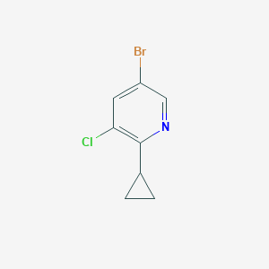 molecular formula C8H7BrClN B13126576 5-Bromo-3-chloro-2-cyclopropylpyridine 