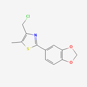 molecular formula C12H10ClNO2S B1312690 2-(1,3-Benzodioxole-5-yl)-4-(chloromethyl)-5-methylthiazole 