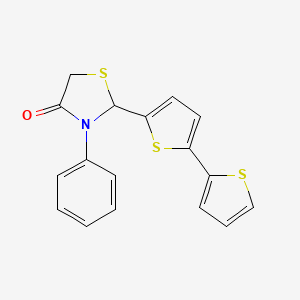 molecular formula C17H13NOS3 B13126926 2-([2,2'-Bithiophen]-5-yl)-3-phenylthiazolidin-4-one CAS No. 64971-89-7