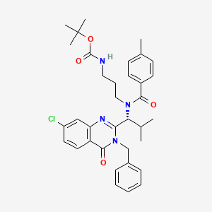 B1312713 Carbamic acid, [3-[[(1R)-1-[7-chloro-3,4-dihydro-4-oxo-3-(phenylmethyl)-2-quinazolinyl]-2-methylpropyl](4-methylbenzoyl)amino]propyl]-, 1,1-dimethylethyl ester CAS No. 587881-28-5