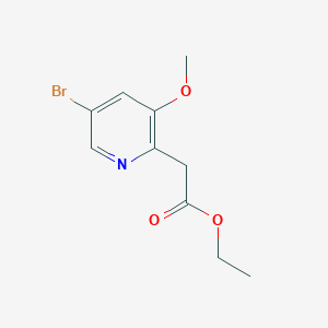 molecular formula C10H12BrNO3 B13127417 ethyl 2-(5-bromo-3-methoxypyridin-2-yl)acetate 