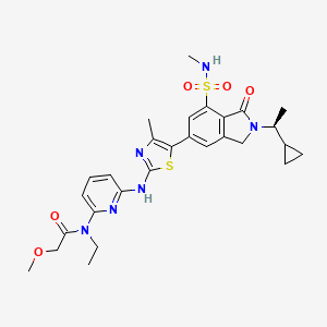 molecular formula C28H34N6O5S2 B13127744 (S)-N-(6-((5-(2-(1-Cyclopropylethyl)-7-(N-methylsulfamoyl)-1-oxoisoindolin-5-yl)-4-methylthiazol-2-yl)amino)pyridin-2-yl)-N-ethyl-2-methoxyacetamide 