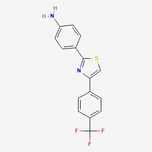 B1312778 4-(4-(4-(Trifluoromethyl)phenyl)thiazol-2-yl)benzenamine CAS No. 35666-81-0