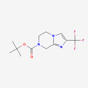 molecular formula C12H16F3N3O2 B13128340 7-(tert-Butoxycarbonyl)-2-(trifluoromethyl)-5,6,7,8-tetrahydroimidazo[1,2-a]pyrazine 