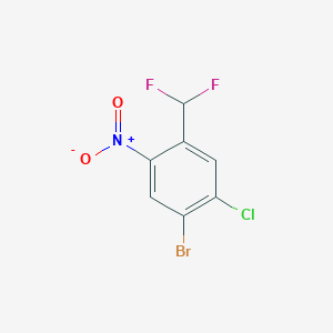 molecular formula C7H3BrClF2NO2 B13128445 1-Bromo-2-chloro-4-(difluoromethyl)-5-nitrobenzene 