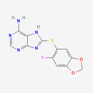 molecular formula C12H8IN5O2S B1312870 8-((6-iodobenzo[d][1,3]dioxol-5-yl)thio)-9H-purin-6-amine CAS No. 873436-89-6