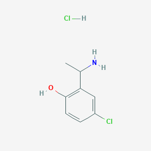 molecular formula C8H11Cl2NO B13128852 2-(1-Aminoethyl)-4-chlorophenol hydrochloride CAS No. 100376-54-3