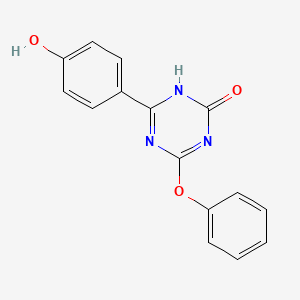 molecular formula C15H11N3O3 B13128876 6-(4-Oxocyclohexa-2,5-dien-1-ylidene)-4-phenoxy-5,6-dihydro-1,3,5-triazin-2(1H)-one CAS No. 88101-82-0
